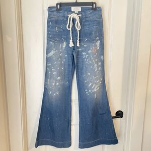 Rugby Ralph Lauren paint splatter artist painter Artsy  Utility Flare jeans 27